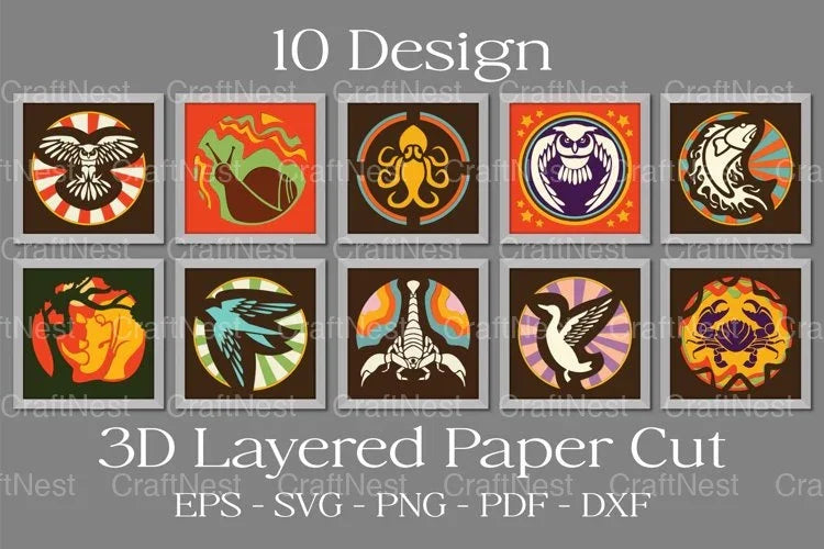 Animals 3D Layered Paper Cut Clipart Bundle - CraftNest - Digital Crafting and Art