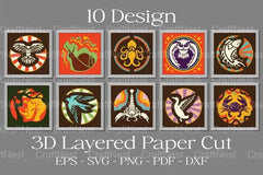 Animals 3D Layered Paper Cut Clipart Bundle - CraftNest - Digital Crafting and Art
