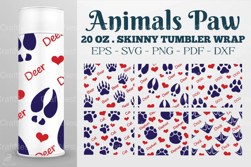 Animals Paw Tumbler Wrap Design Bundle - CraftNest - Digital Crafting and Art