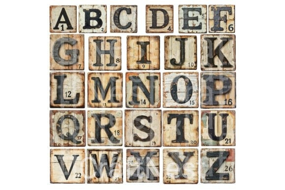 Antique Metal Crossword Letters Clipart Bundle - CraftNest - Digital Crafting and Art