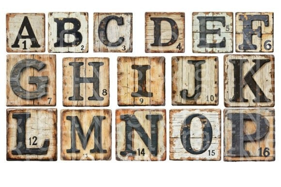 Antique Metal Crossword Letters Clipart Bundle - CraftNest - Digital Crafting and Art