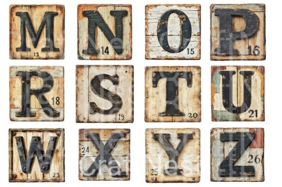 Antique Metal Crossword Letters Clipart Bundle - CraftNest - Digital Crafting and Art