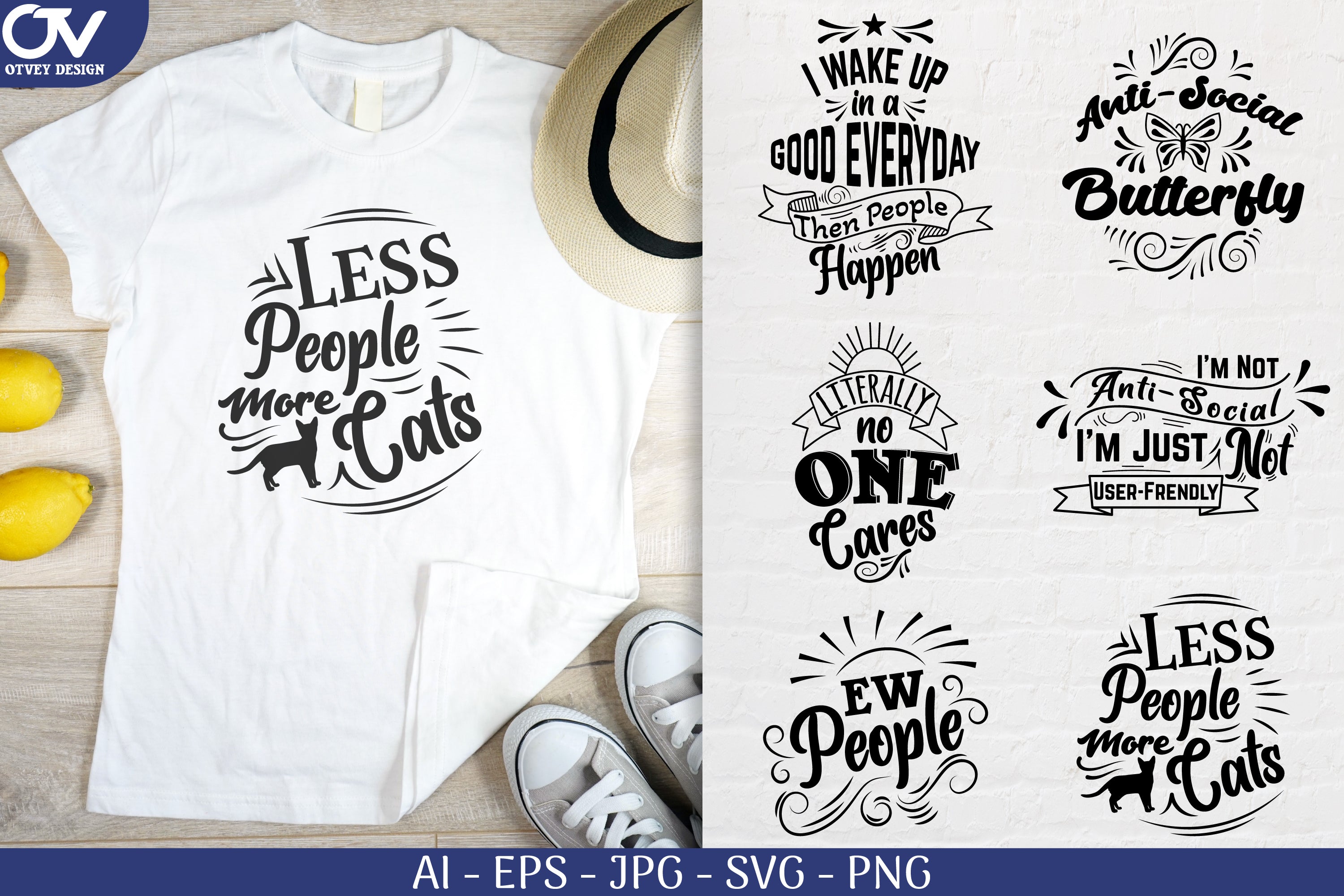 Antisocial Typography Decal SVG Bundle 2 - CraftNest - Digital Crafting and Art