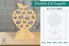 Apple with Heart Printable Cut Template - Clipart Bundle - CraftNest - Digital Crafting and Art