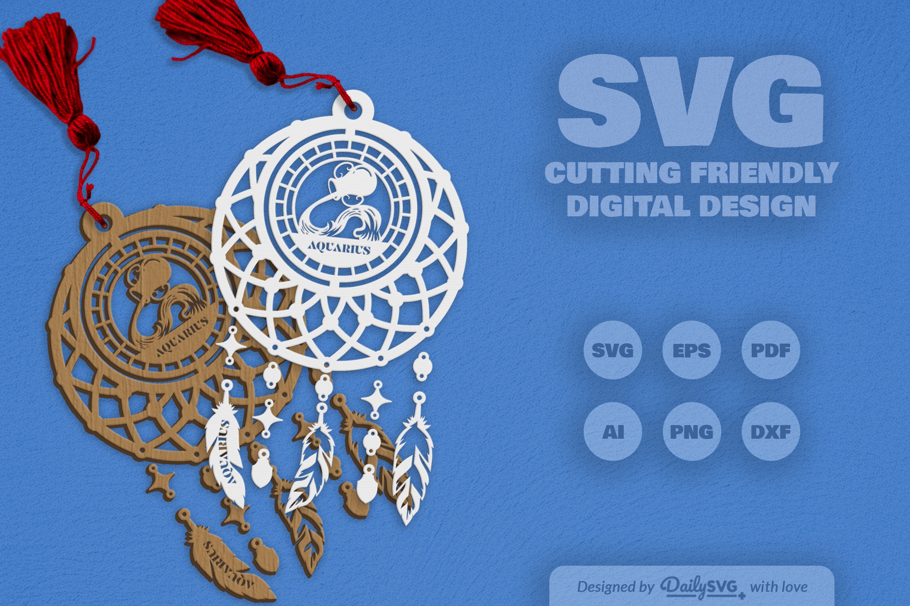 Aquarius Dream Catcher Laser Cut Clipart Set
