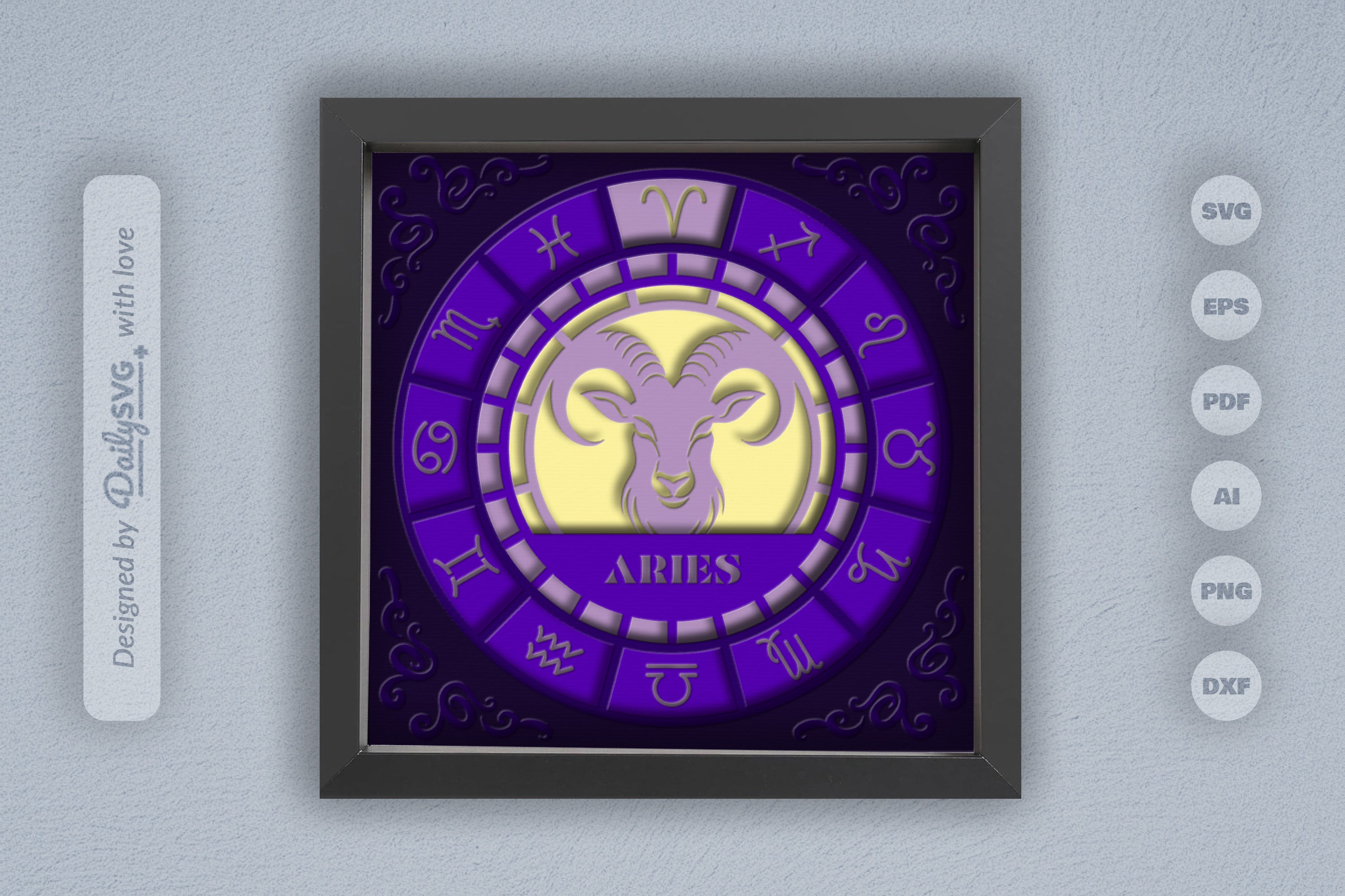 Aries Zodiac 3D Shadow Box Papercut SVG Bundle
