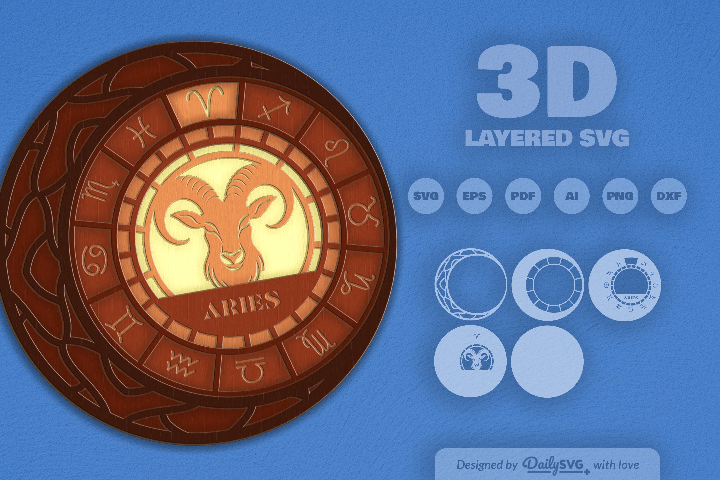 Aries Zodiac Laser Cut SVG Bundle