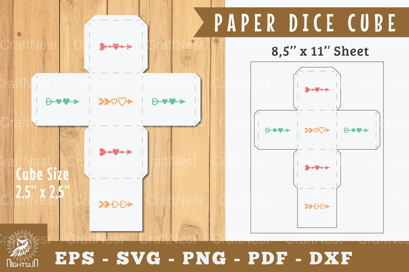 Arrow Paper Dice Cube Printable Cut - Clipart Bundle - CraftNest - Digital Crafting and Art