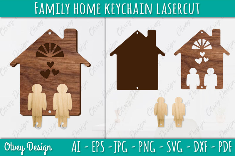 Family Keychain SVG Home Key Holder Laser Cut SVG Bundle 1 - CraftNest - Digital Crafting and Art