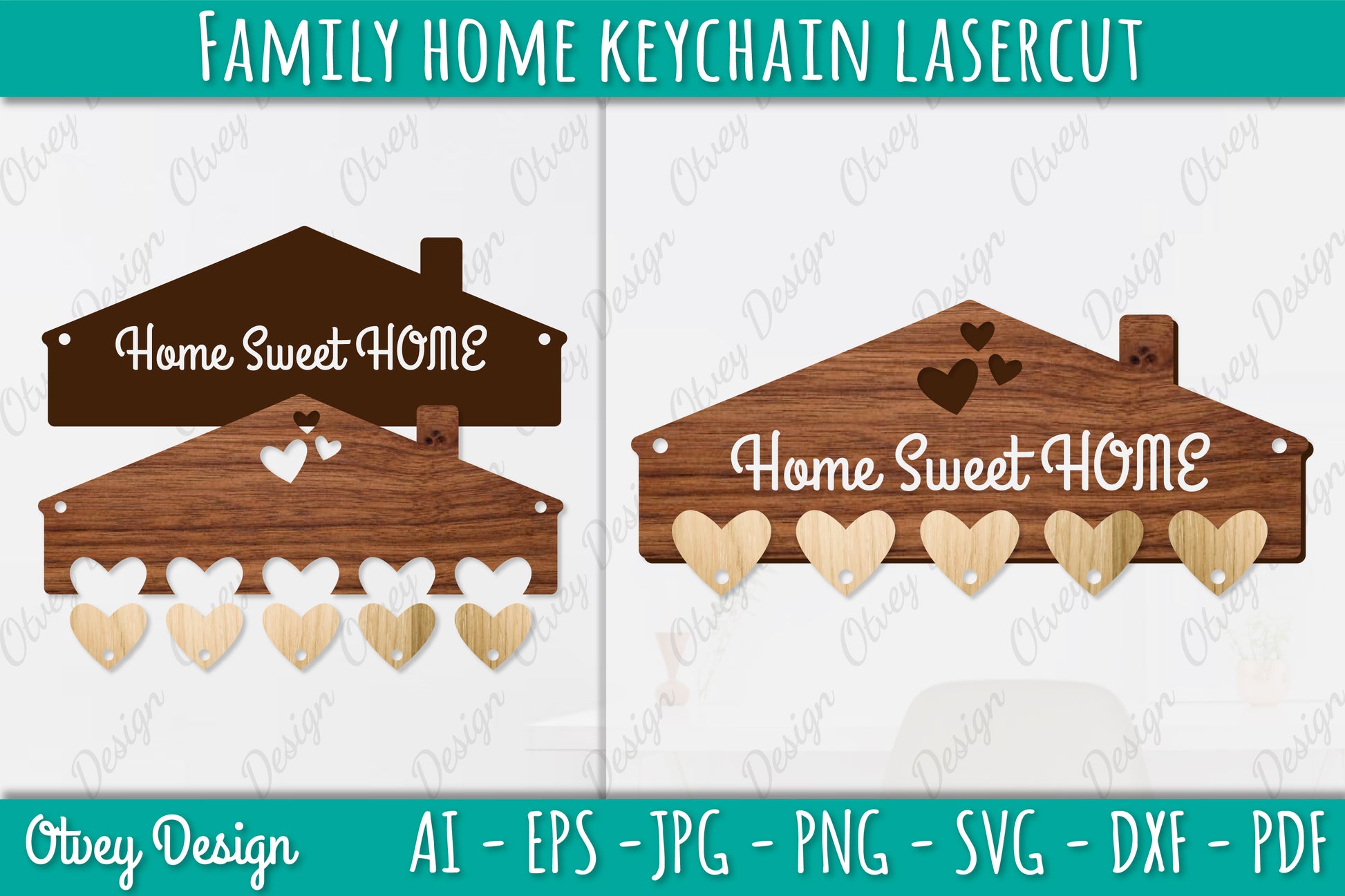 Family Keychain SVG Home Key Holder Laser Cut SVG Bundle 2 - CraftNest - Digital Crafting and Art