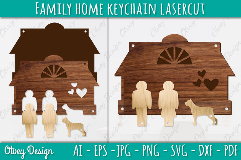 Family Keychain SVG Home Key Holder Laser Cut SVG Bundle 3 - CraftNest - Digital Crafting and Art