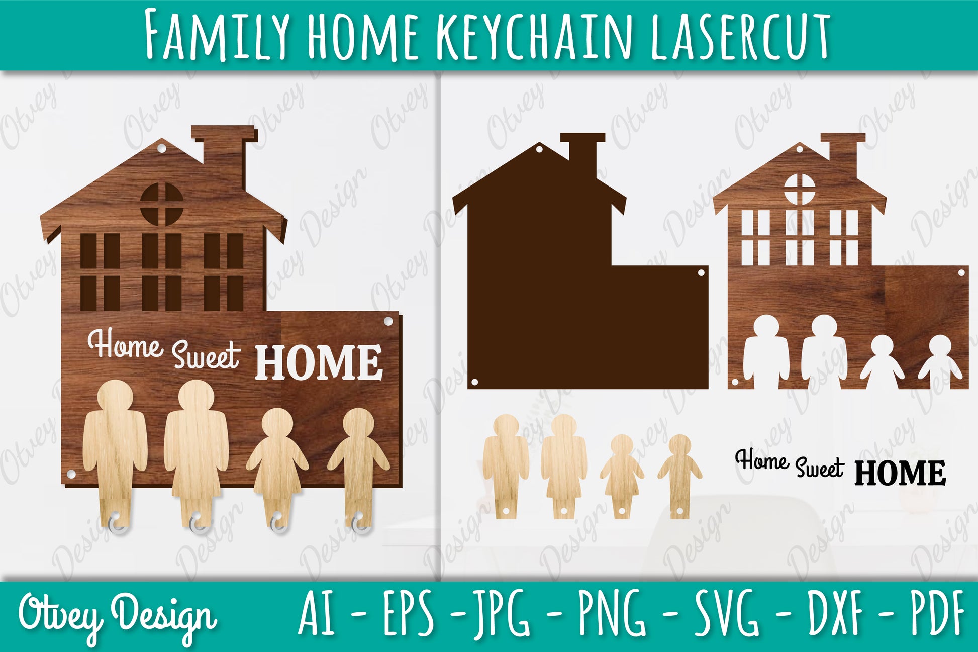 Family Keychain SVG Home Key Holder Laser Cut SVG Bundle 4 - CraftNest - Digital Crafting and Art