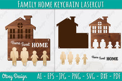 Family Keychain SVG Home Key Holder Laser Cut SVG Bundle 4 - CraftNest - Digital Crafting and Art