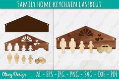 Family Keychain SVG Home Key Holder Laser Cut SVG Bundle 5 - CraftNest - Digital Crafting and Art