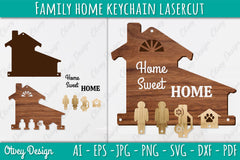 Family Keychain SVG Home Key Holder Laser Cut SVG Bundle 7 - CraftNest - Digital Crafting and Art
