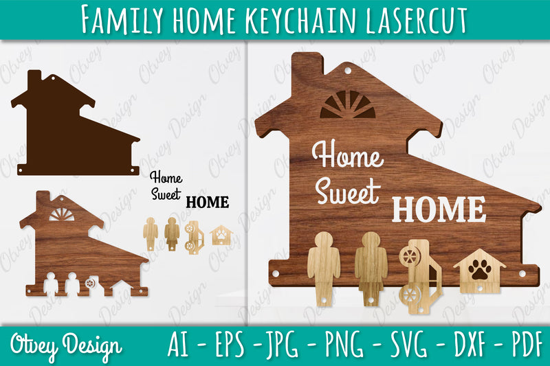 Family Keychain SVG Home Key Holder Laser Cut SVG Bundle 7 - CraftNest - Digital Crafting and Art