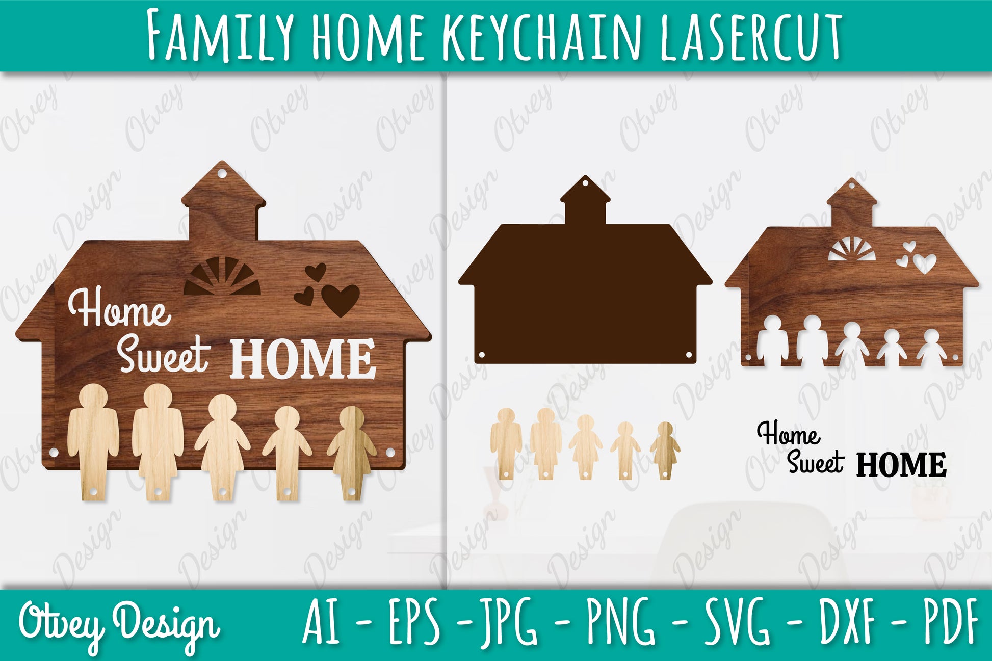 Family Keychain Home Key Holder Laser Cut SVG Bundle 2 - CraftNest - Digital Crafting and Art
