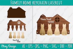 Family Keychain SVG Home Key Holder Laser Cut SVG Bundle 8 - CraftNest - Digital Crafting and Art