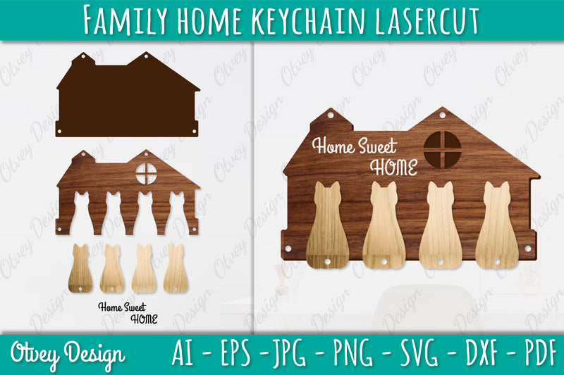 Family Keychain SVG Home Key Holder Laser Cut SVG Bundle 8 - CraftNest - Digital Crafting and Art