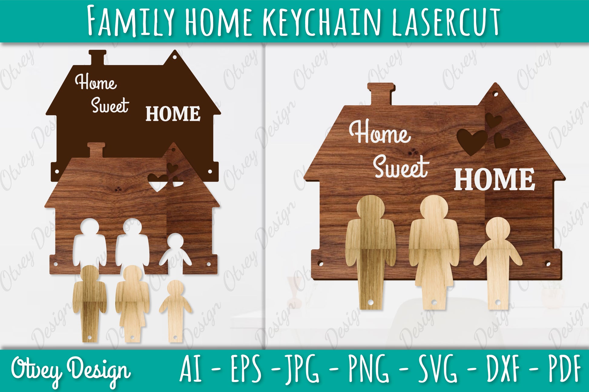 Family Keychain SVG Home Key Holder Laser Cut SVG Bundle 10 - CraftNest - Digital Crafting and Art