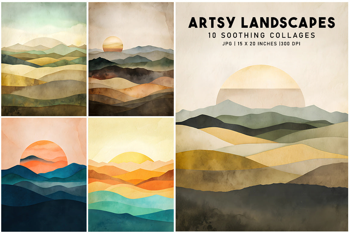 Artsy Landscape Collages - Wall Art