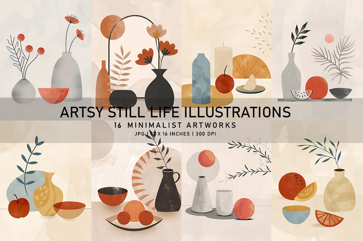 Artsy Still Life Illustrations - Wall Art