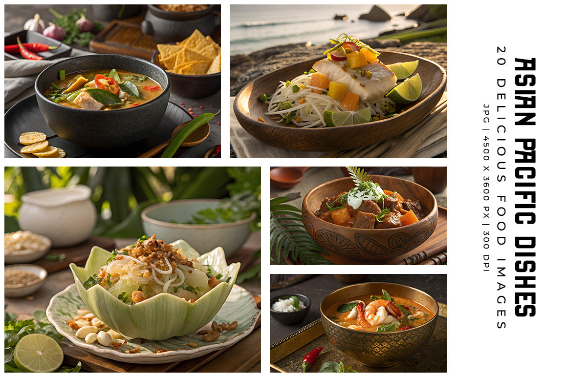 Asian Pacific Dishes - Stock Images