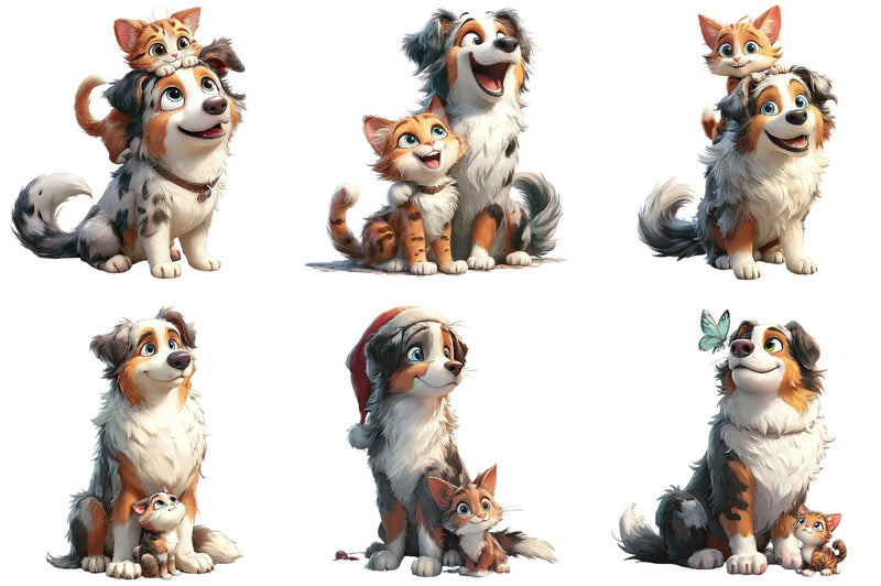 Australian Shepherd and Kitten Clipart Bundle - CraftNest - Digital Crafting and Art