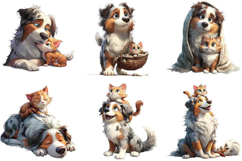 Australian Shepherd and Kitten Clipart Bundle - CraftNest - Digital Crafting and Art