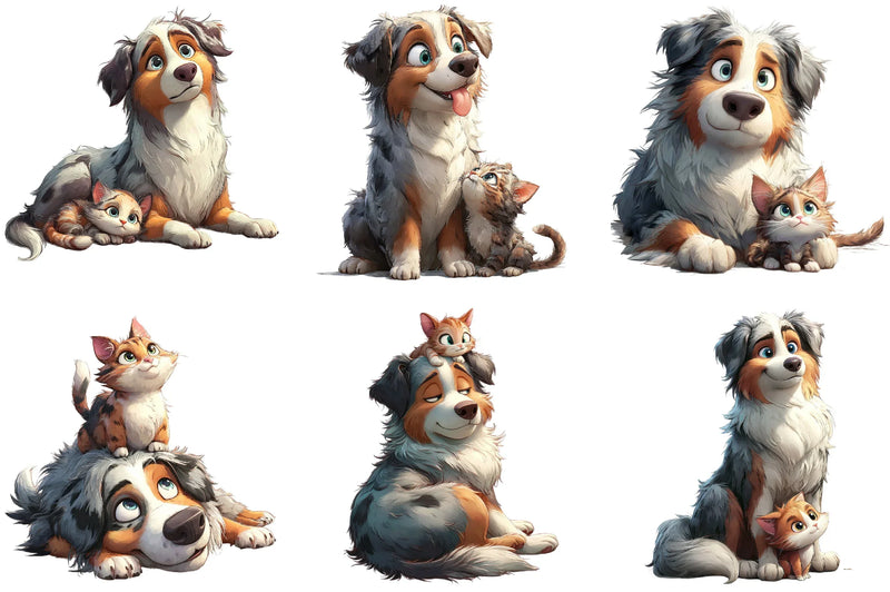 Australian Shepherd and Kitten Clipart Bundle - CraftNest - Digital Crafting and Art