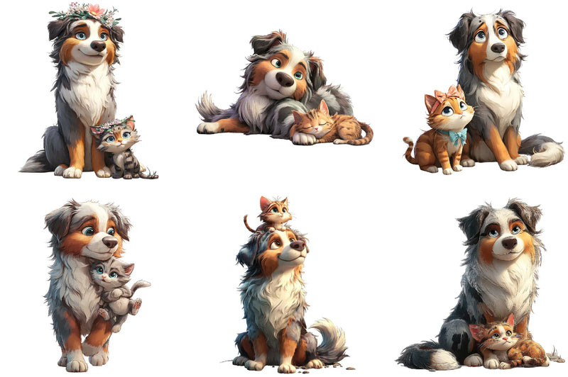 Australian Shepherd and Kitten Clipart Bundle - CraftNest - Digital Crafting and Art
