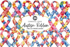 Autism Ribbon Clipart Bundle - CraftNest - Digital Crafting and Art