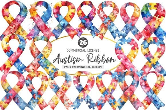 Autism Ribbon Clipart Bundle - CraftNest - Digital Crafting and Art
