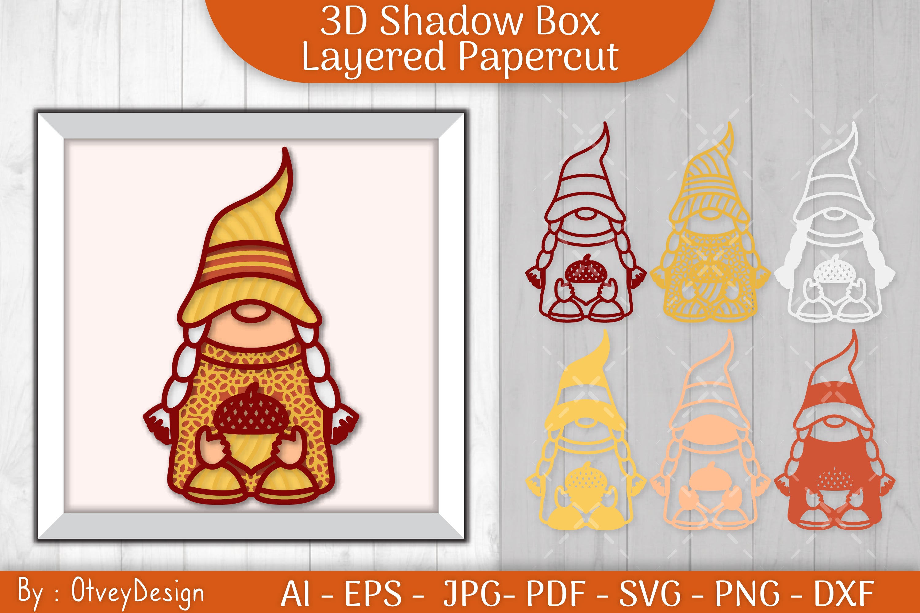 Autumn Gnome Layered Papercut SVG Bundle