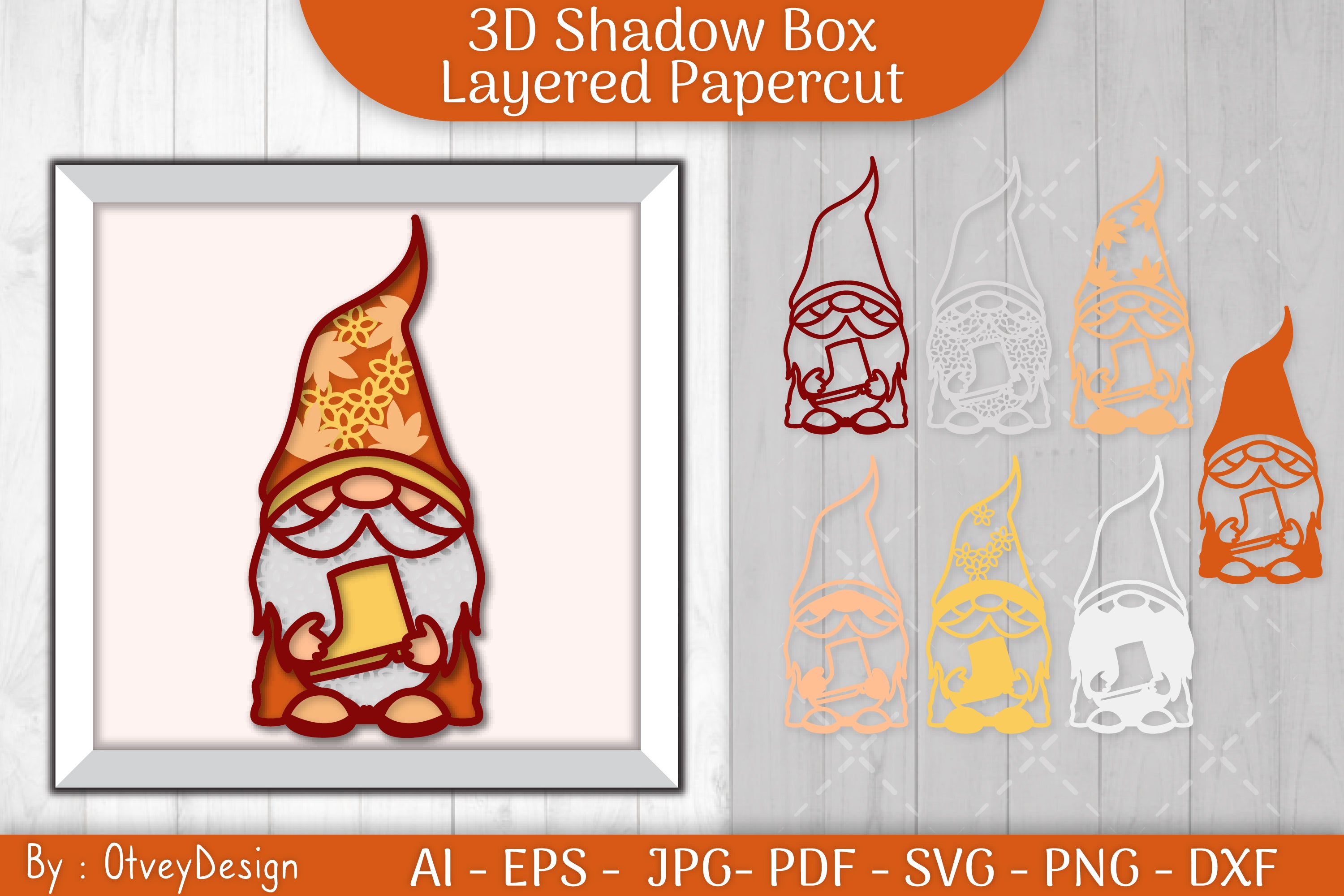 Autumn Gnome Layered Papercut SVG Bundle