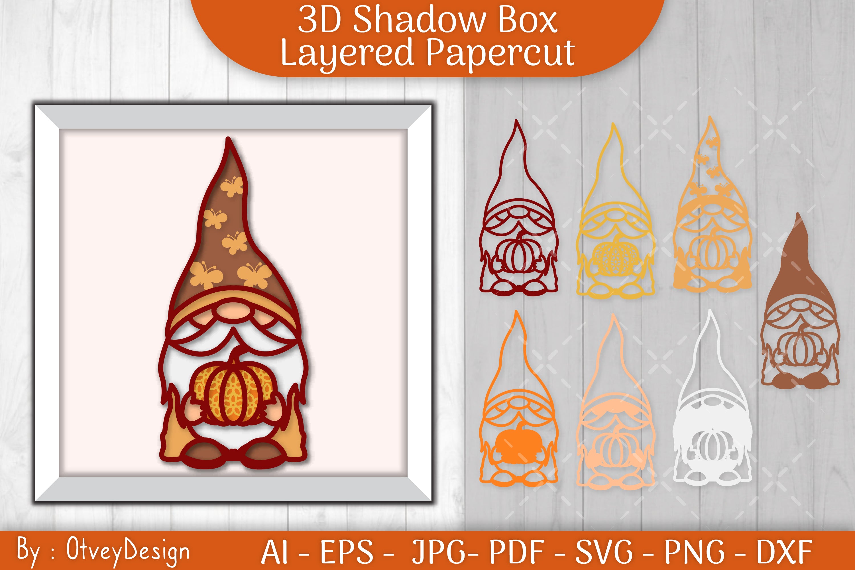 Autumn Gnome Layered Papercut SVG Bundle