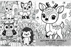 Cute Animals Coloring Pages - Autumn - CraftNest - Digital Crafting and Art