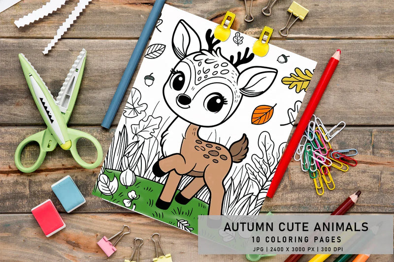 Cute Animals Coloring Pages - Autumn - CraftNest - Digital Crafting and Art