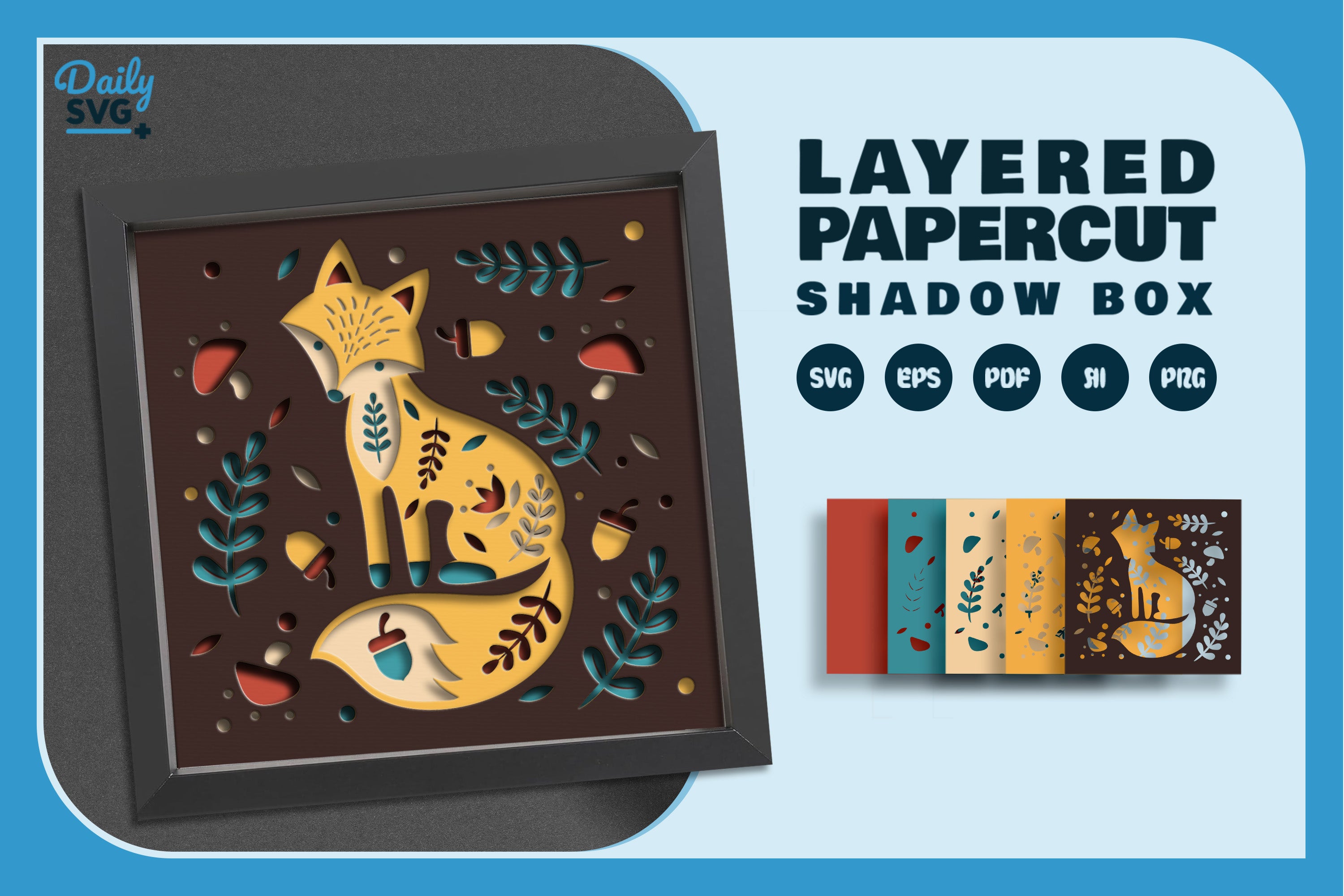 Autumn Fox Folk Art Papercut SVG Bundle