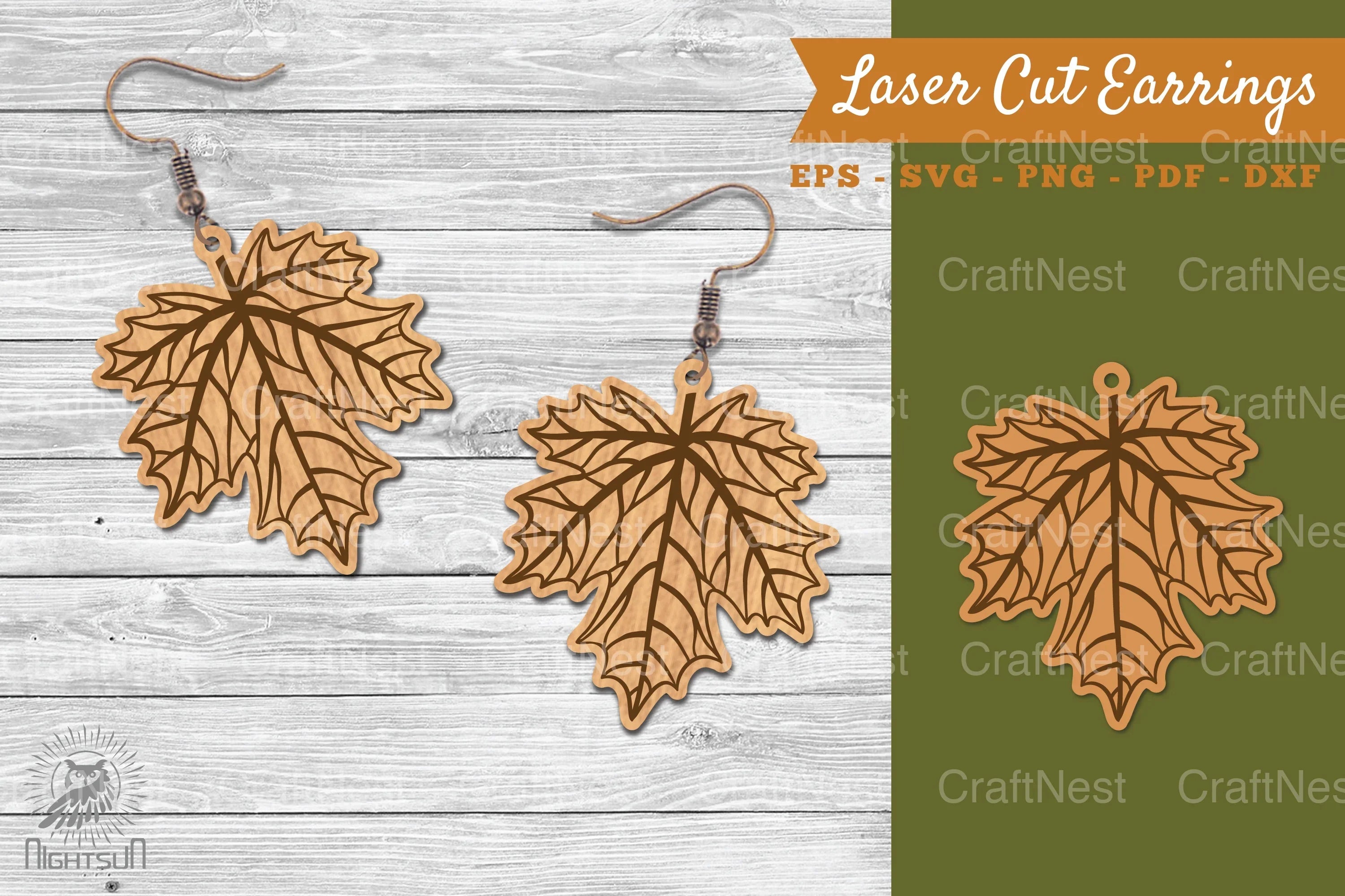 Autumn Leaves Laser Cut Earrings SVG Design Bundle - CraftNest - Digital Crafting and Art