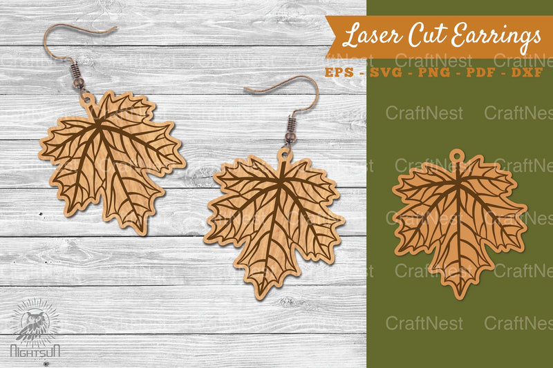 Autumn Leaves Laser Cut Earrings SVG Design Bundle - CraftNest - Digital Crafting and Art
