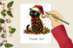 Black Cat Wrapped In Christmas Lights Clipart Bundle - CraftNest - Digital Crafting and Art