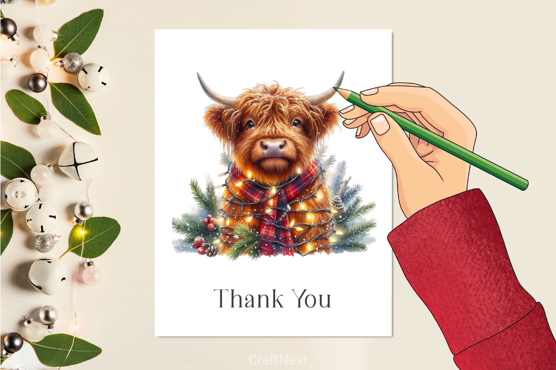 Christmas Highland Cow Clipart Bundle 12 - CraftNest - Digital Crafting and Art