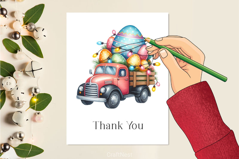 Easter Truck With Egg Clipart Bundle - CraftNest - Digital Crafting and Art