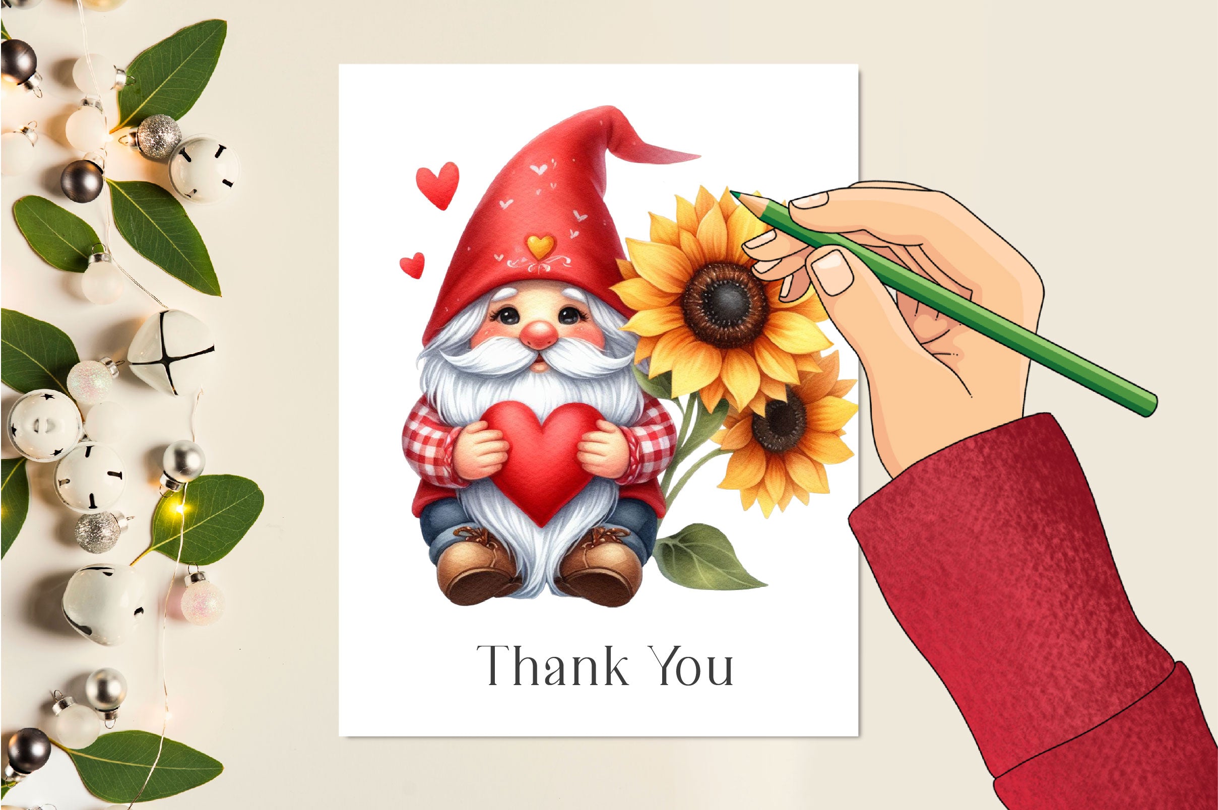 Valentines Gnome With Sunflower Clipart Bundle - CraftNest - Digital Crafting and Art