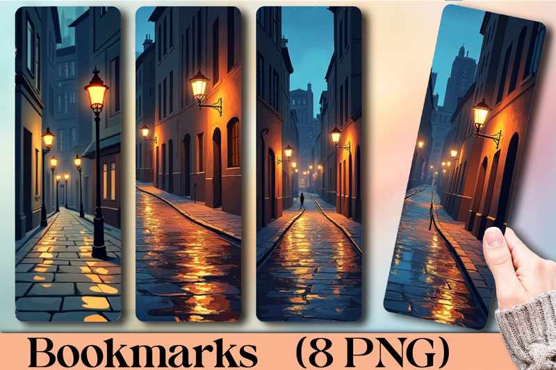 Rainy City Night Bookmark Journal - CraftNest - Digital Crafting and Art