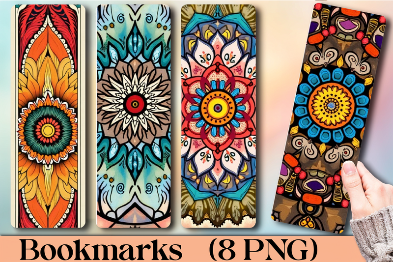 Vibrant Mandala Bookmark Pattern - CraftNest - Digital Crafting and Art