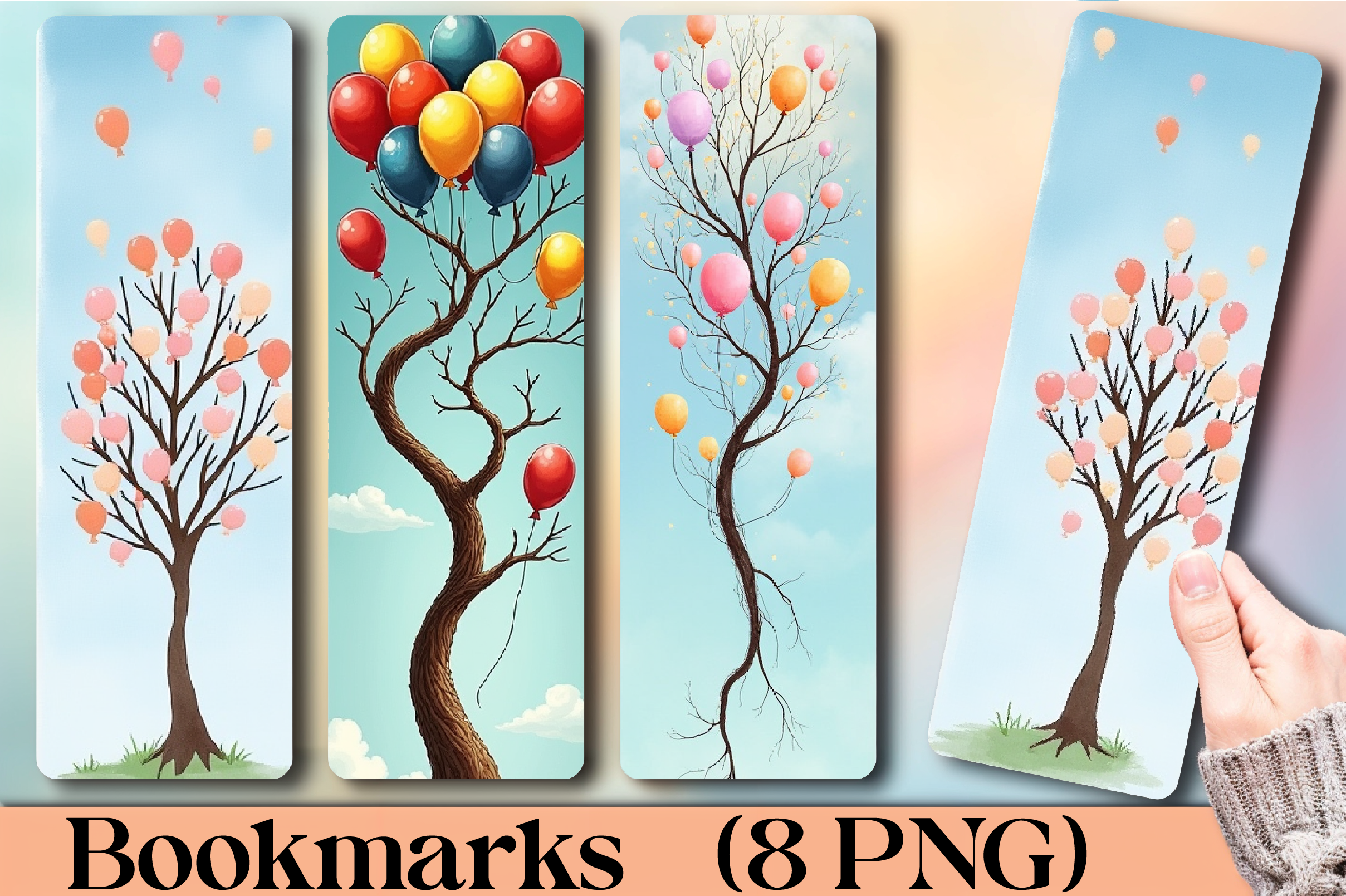 Whimsical Balloon Tree Bookmark - CraftNest - Digital Crafting and Art