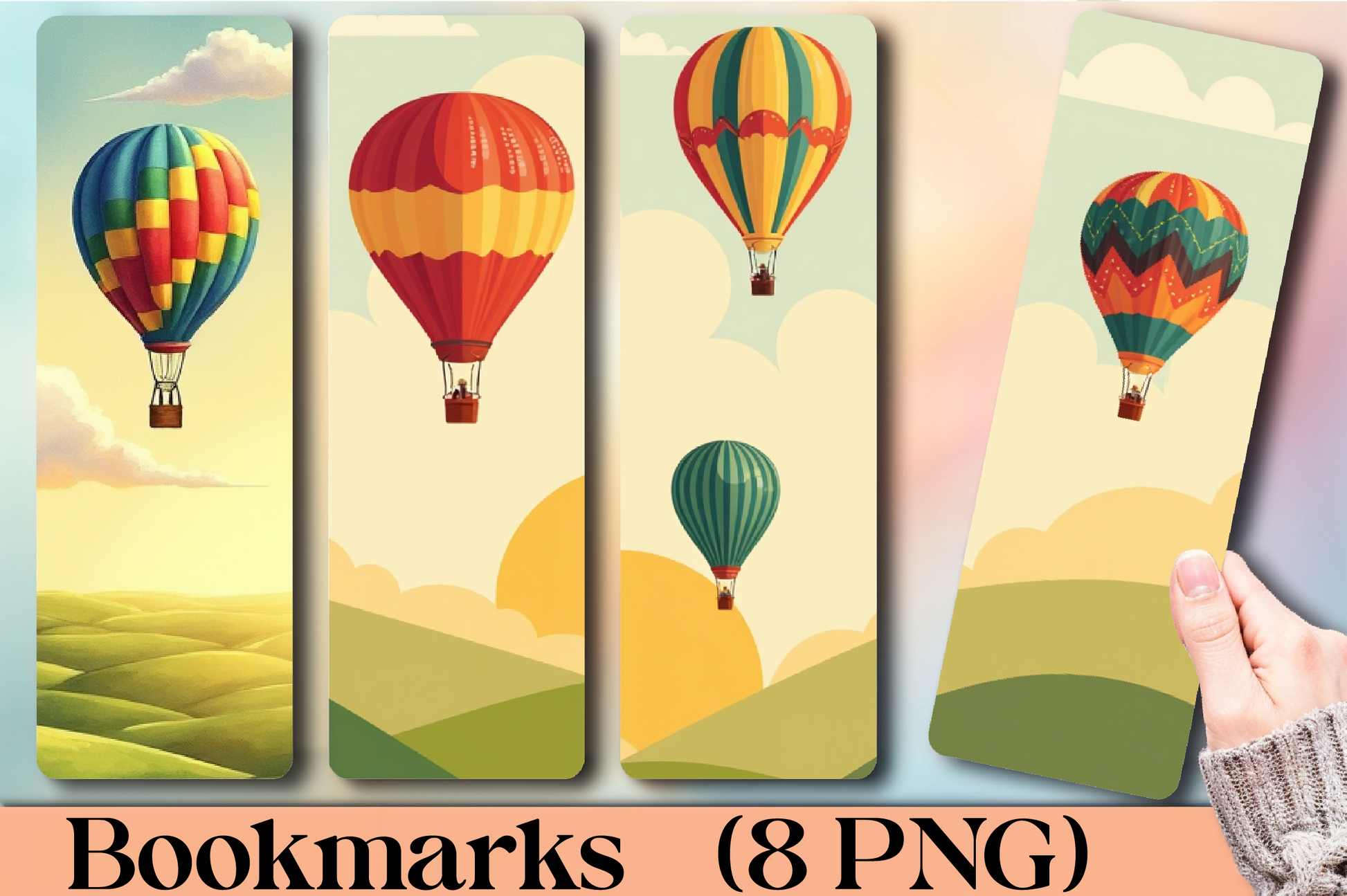 Hot Air Balloons Bookmark Journal - CraftNest - Digital Crafting and Art