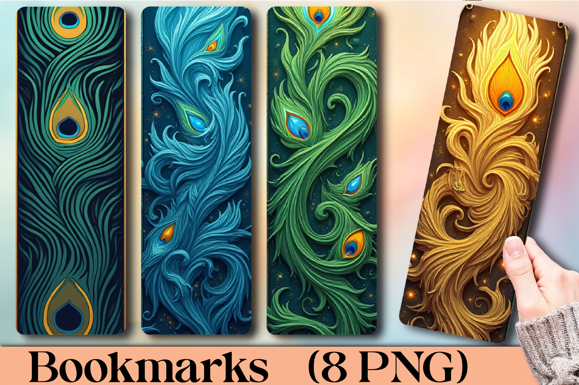 Magical Peacock Feathers Bookmark Journal - CraftNest - Digital Crafting and Art